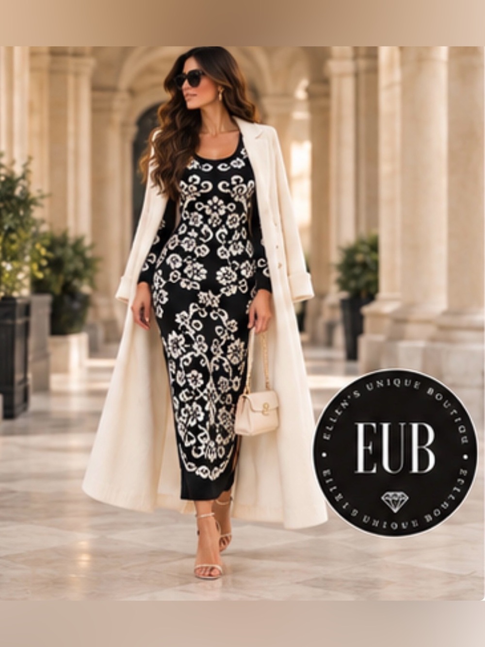 Farm Rio Cashew Mandala Knit Long Puff Sleeve Midi Dress in Black Size XXS New - Picture 9 of 16